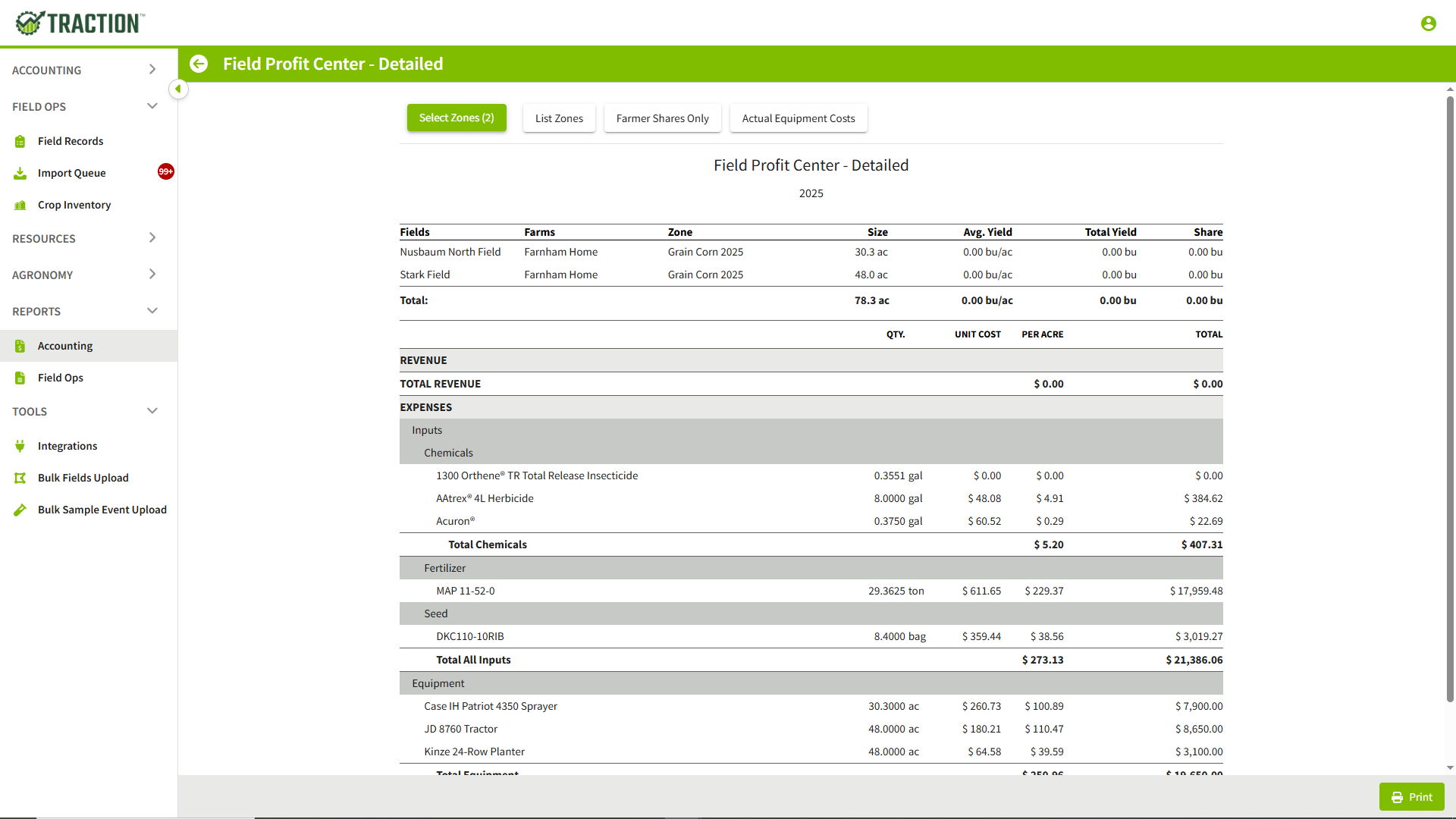 screenshot of Traction Ag